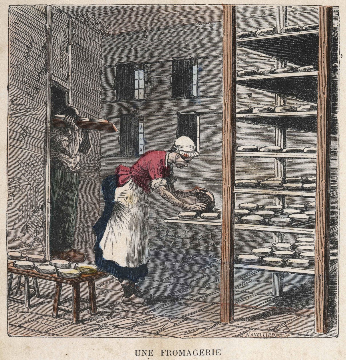 Eine Käserei. Illustration des 19. Jahrhunderts. Bianchetti Sammlung von Unknown artist