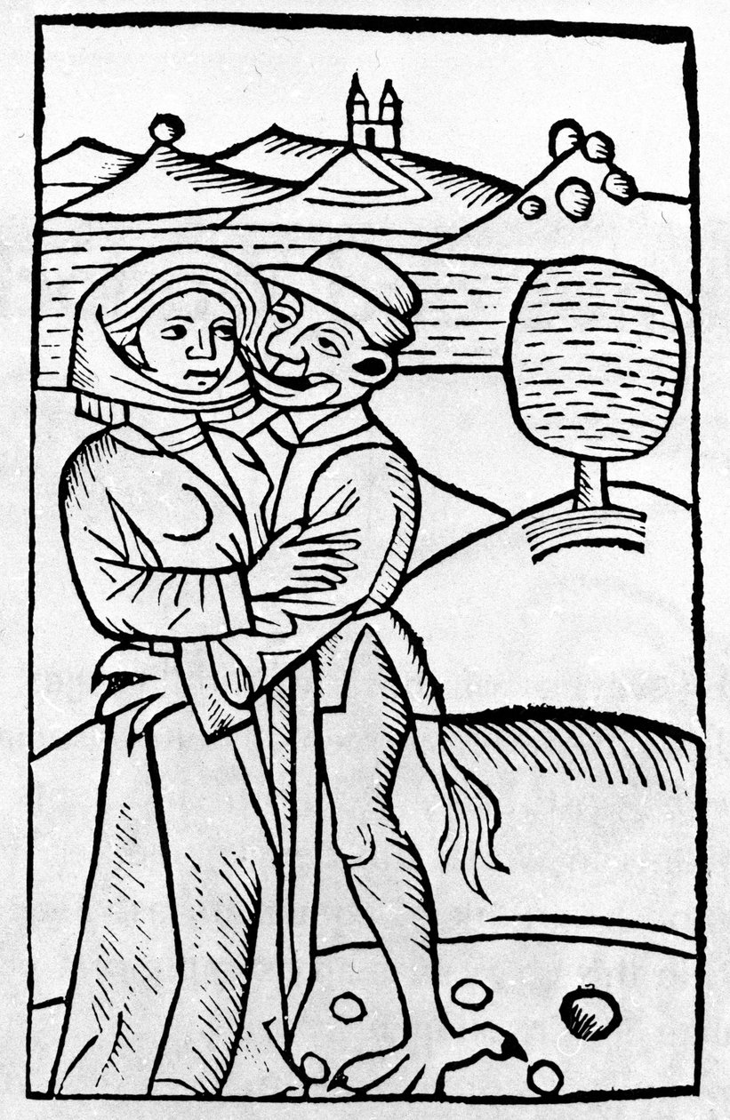 Ein Dämon küsst eine Hexe von Unknown artist
