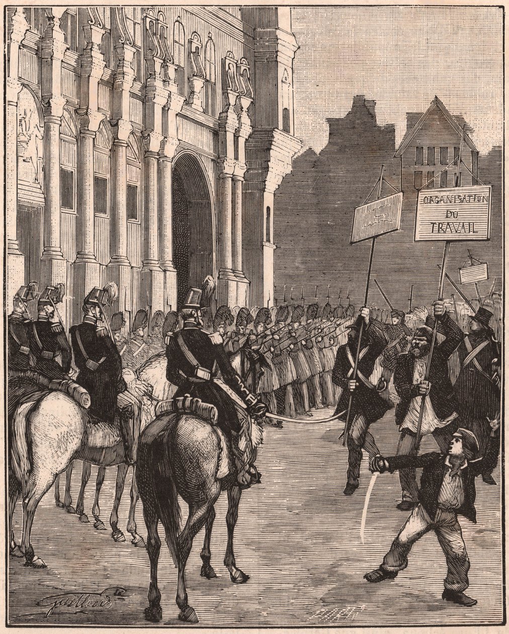 Eine Gruppe von Sozialisten demonstriert gegen die Reformen von Louis Napoleon Bonaparte, 1849 auf dem Champ de Mars, Paris von Unknown