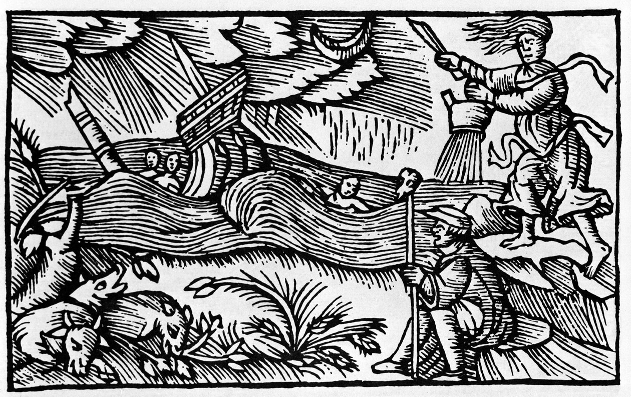 Eine Hexe verursacht einen Sturm nach „Historia de gentis nortentrionalibus“ von Olaus Magnus, Rom 1555 von Unknown artist
