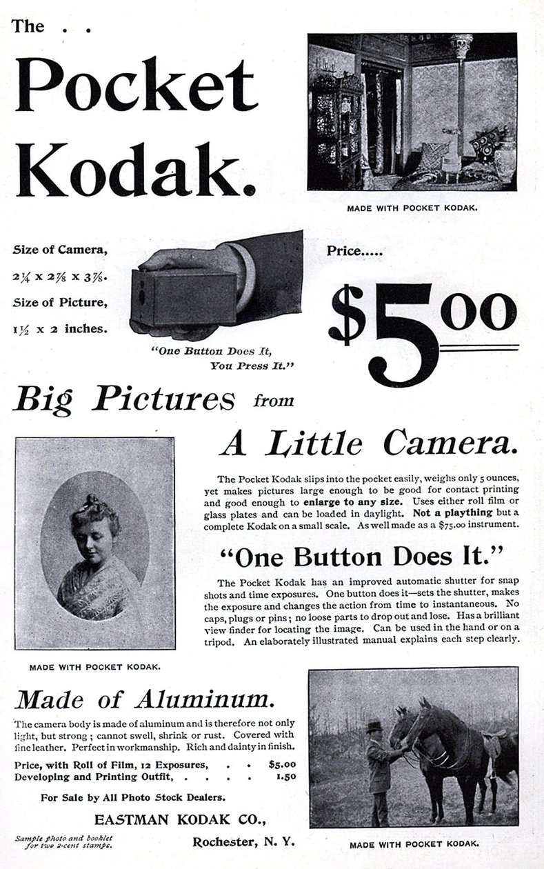 Werbung für die Kodak-Taschenkamera. (Pocket Kodak) 1895. Private Sammlung. von Unknown artist