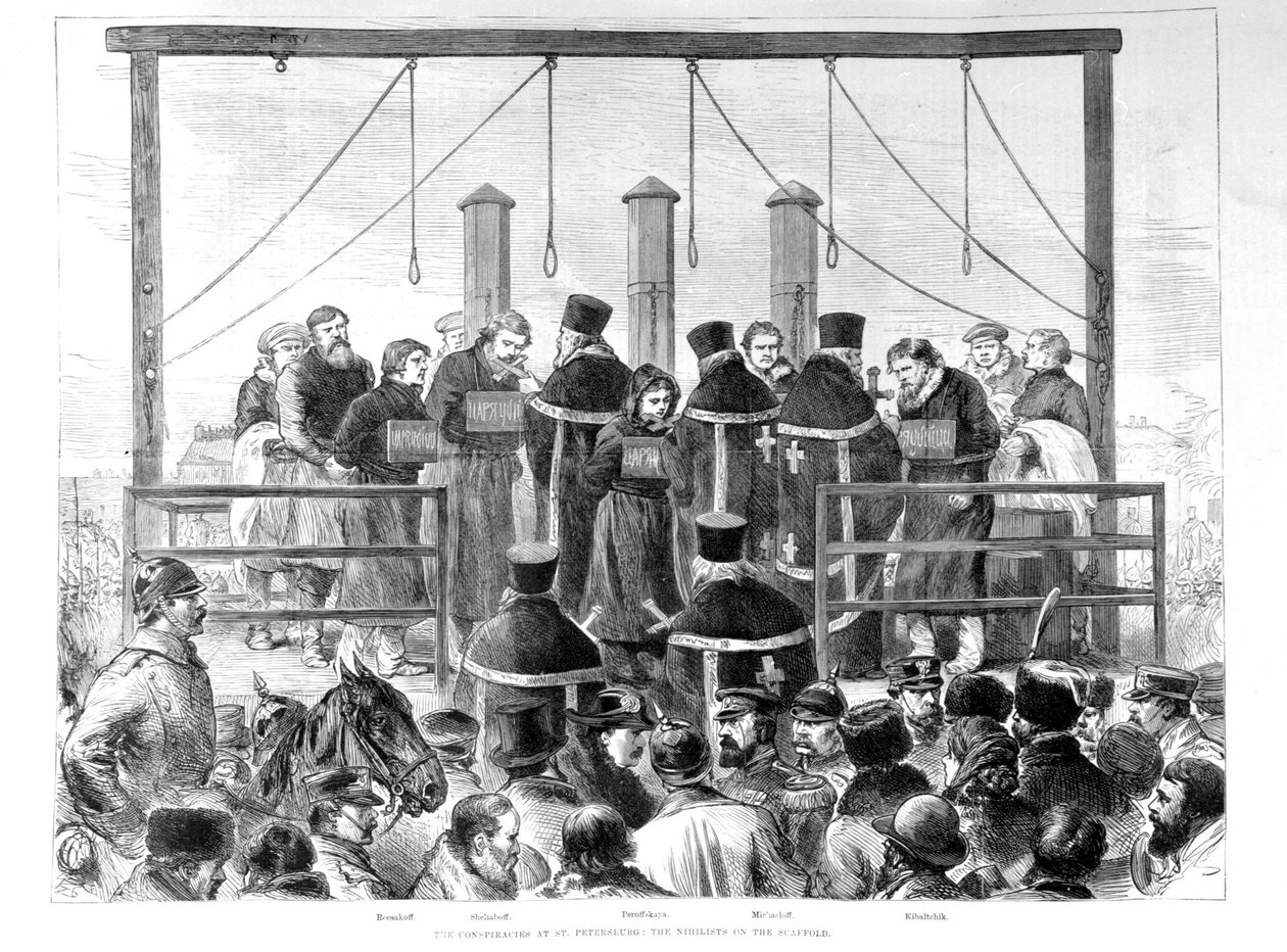 Nach dem Attentat auf Alexander II. werden die verhafteten Nihilisten gehängt. von Unknown artist