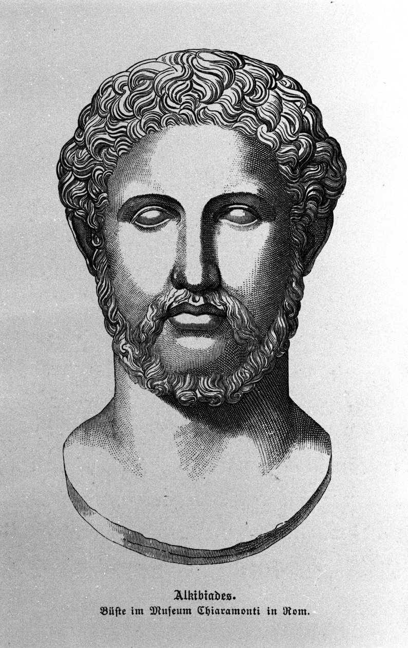 Alkibiades (450-404 v. Chr.) General und athenischer Staatsmann. Porträt einer römischen Büste. 19. Jahrhundert von Unknown artist
