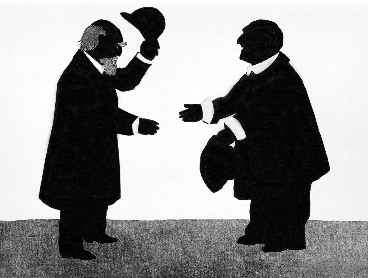 Eine imaginierte Begegnung zwischen Eduard Hanslick (1825-1904), österreichischer Musikwissenschaftler, und Komponist Anton Bruckner (1824-1896). Chinesischer Schatten von Unknown artist
