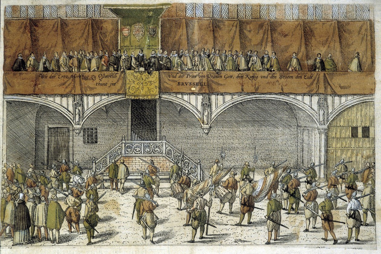 Erzherzog Matthias und Prinz von Oranien leisten den Eid, die Freiheit der Niederlande zu schützen von Unknown artist