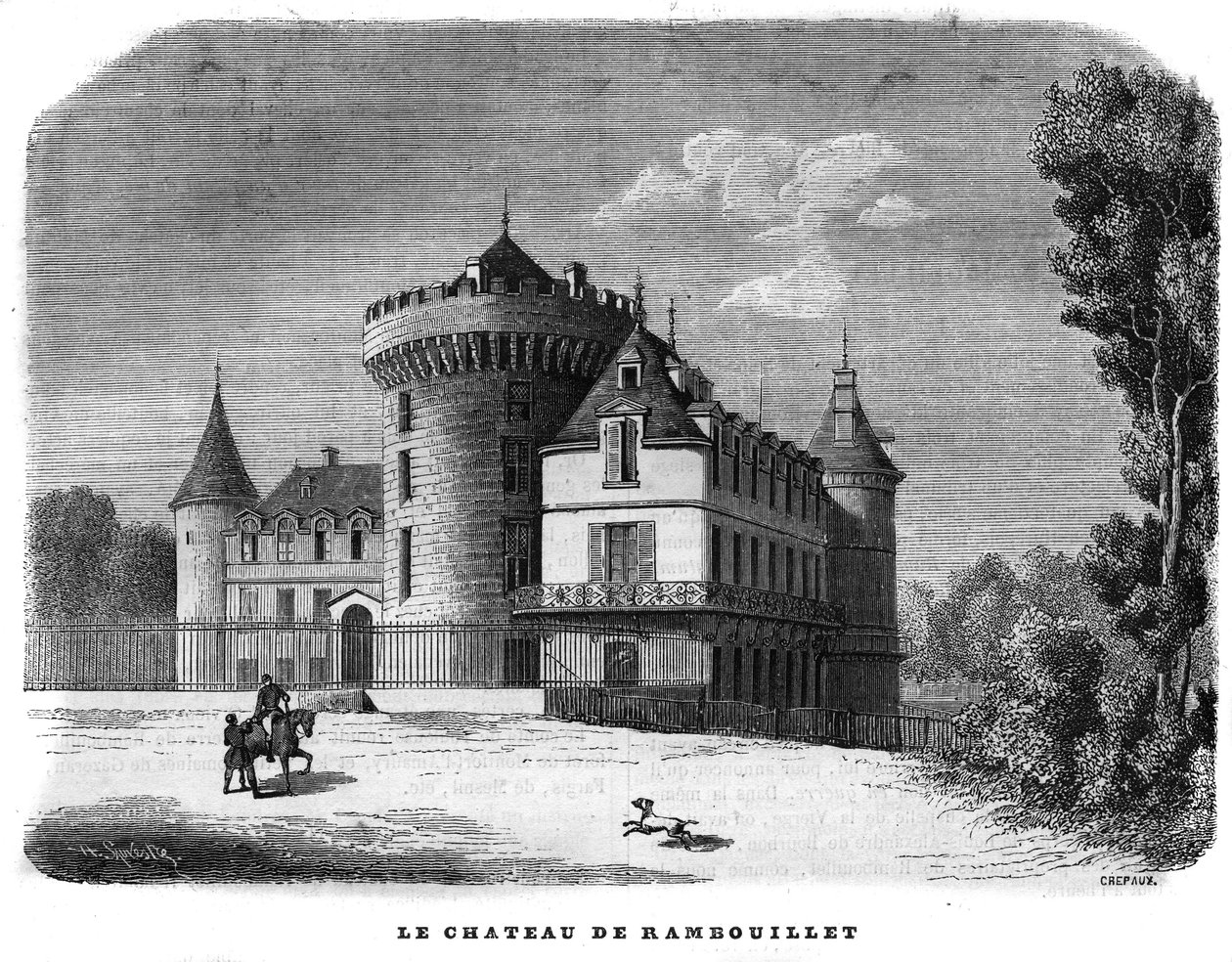 Architektur: Außenansicht des Schlosses von Rambouillet (14.-15. Jahrhundert, im Laufe des Jahrhunderts umgestaltet). von Unknown artist