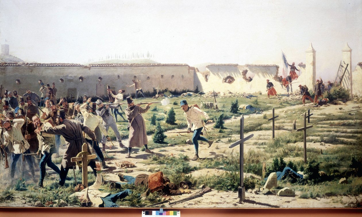 Schlacht von Solferino, Lombardei, zwischen den französisch-sardischen und österreichischen Armeen am 24. Juni 1859. Museo del Risorgimento, Mailand von Unknown artist