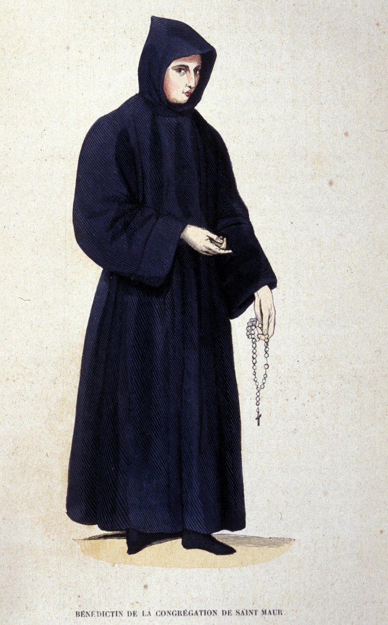 Benediktiner der Kongregation von Saint Maur. Gravur aus einem Album über religiöse Orden, Paris von Unknown artist