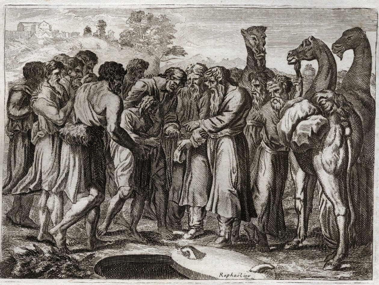 Bibel von Royaumont, Altes Testament: Joseph wird von seinen Brüdern verkauft. von Unknown artist