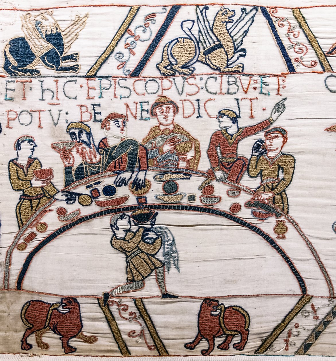 Bischof Odo segnet das Essen und den Wein, Teppich von Bayeux von Unknown artist