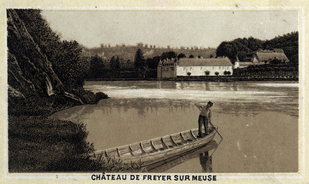 Schloss Freyer an der Maas (Freyer-Sur-Meuse), Belgien. Chromolithographie aus dem späten 19. Jahrhundert. von Unknown artist