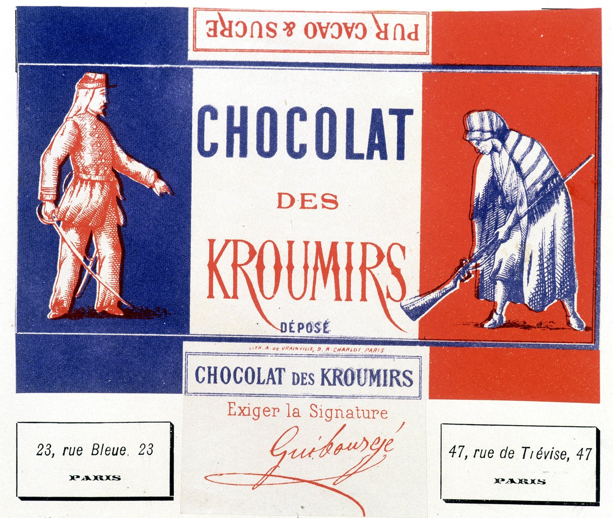 Schokolade der Kroumirs. Werbeetikett von Unknown artist