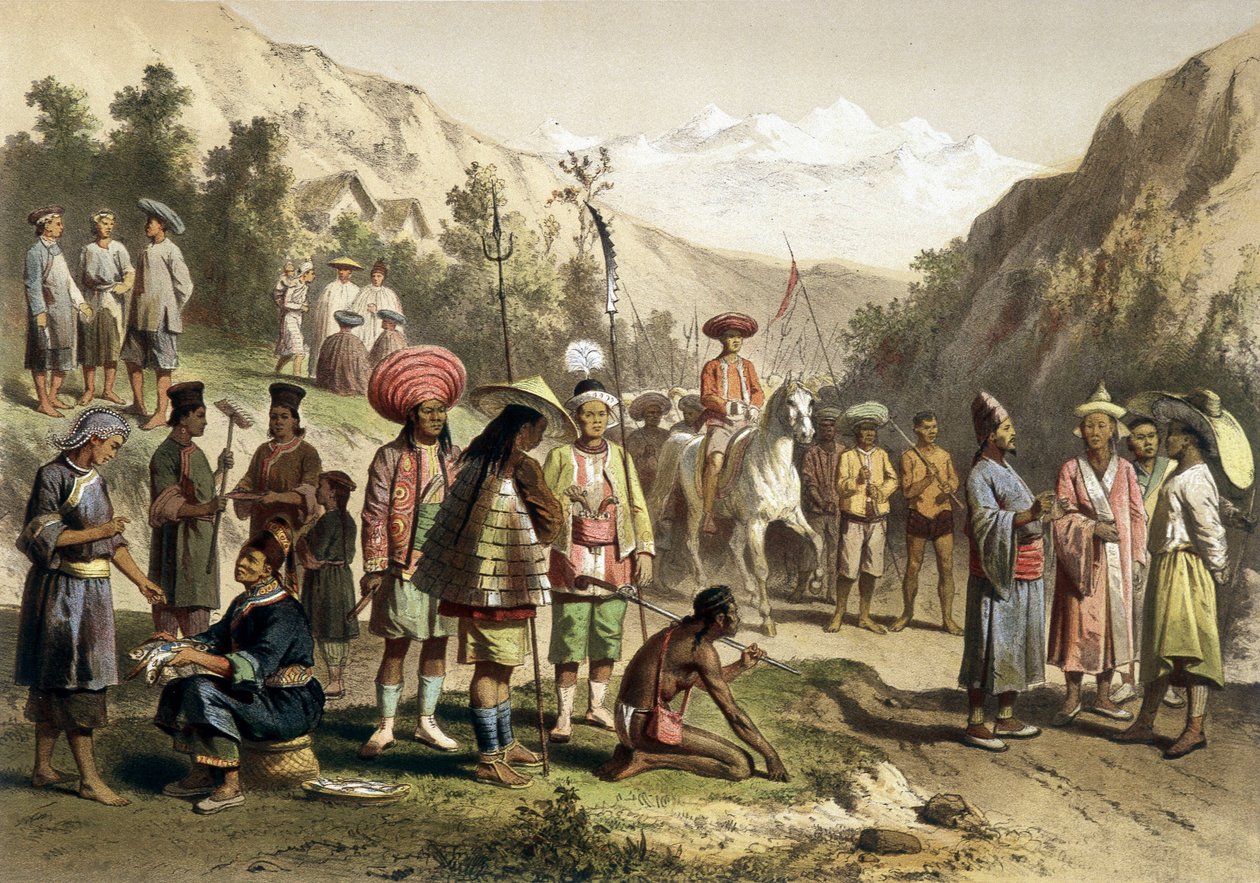 Kostüme aus dem Königreich Ta Ly, Südchina. Atlas der Erkundungsreise nach Indochina in den Jahren 1866 - 1868, herausgegeben von F. Garnier von Unknown artist