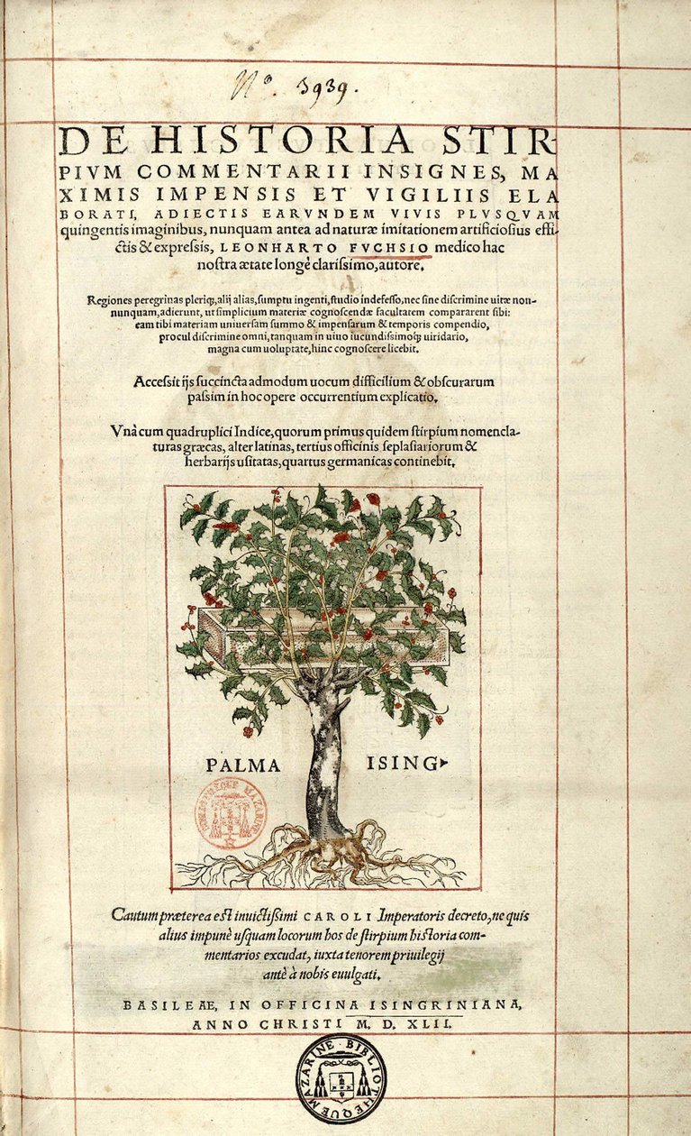 Titelseite „De Historia Stirpium commentarii badges,...“ von Leonhart Fuchs von Unknown artist