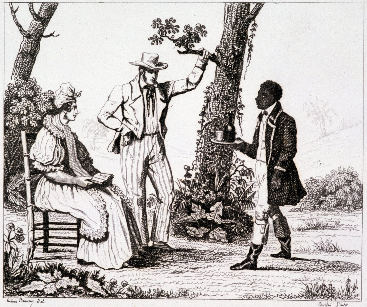 Kreole von Martinique (schwarzer Diener und ein weißes Paar) - in "Bilderbuch Frankreich", T.III von Unknown artist