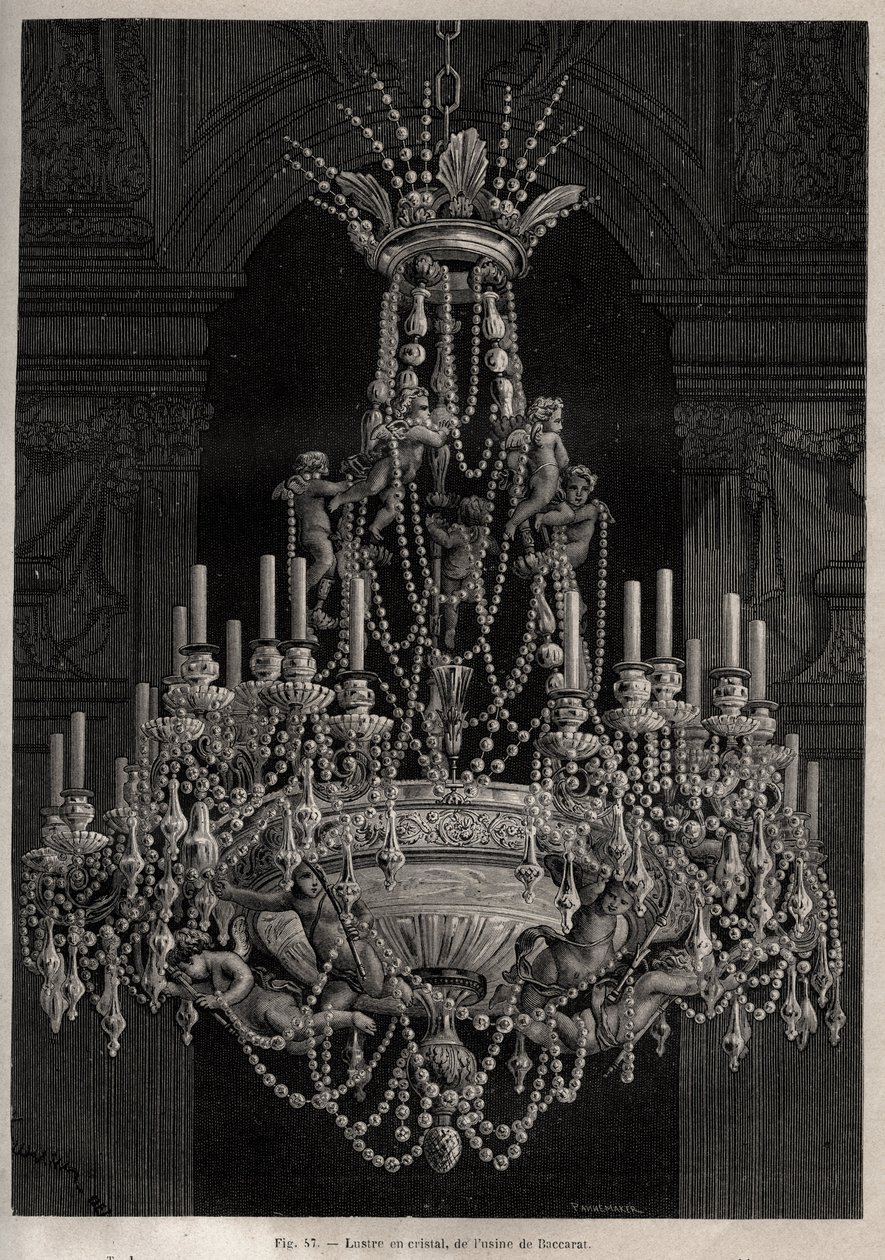 Kristallleuchter aus der Baccarat-Fabrik - Gravur in 