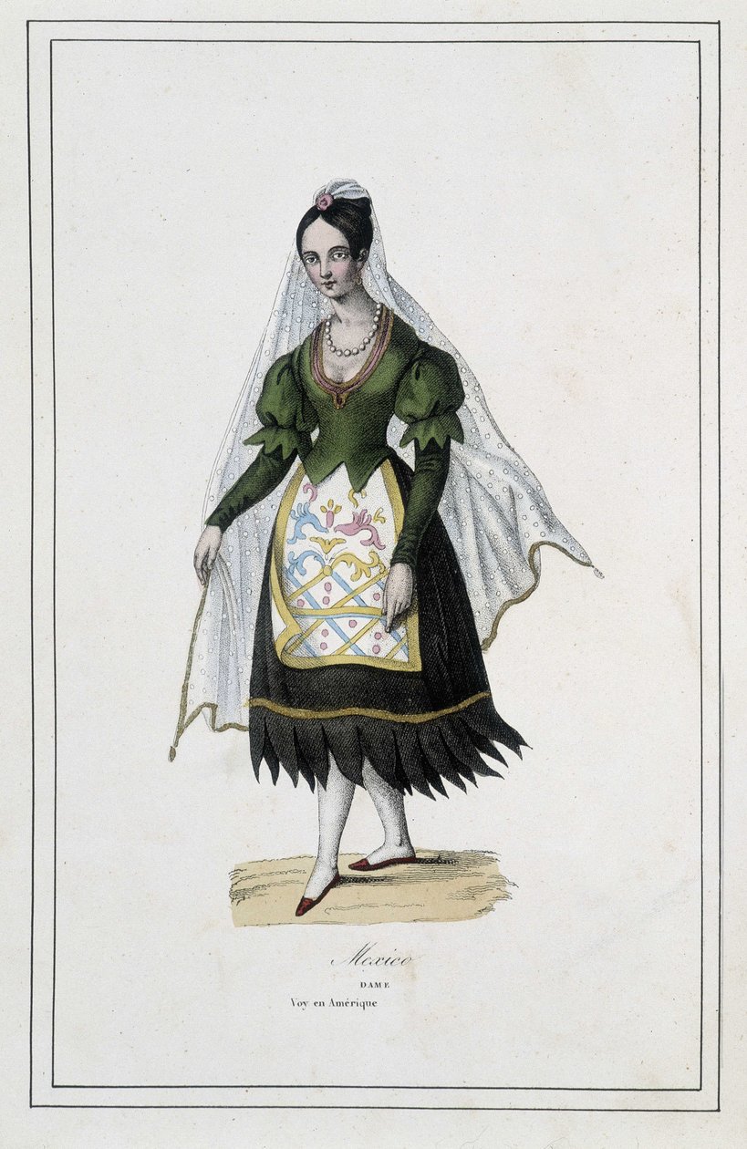 Dame aus Mexiko - in „Die verschiedenen Völker der Erde“ von Pater Paul Jonhanneaud, Librairie des Bons livres von Unknown artist