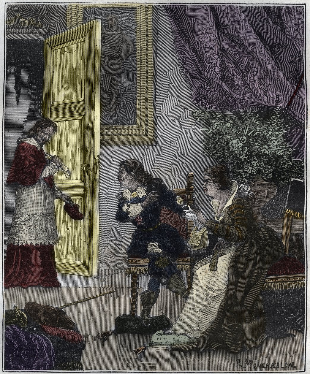 Tag der Betrogenen 1630 - Als Marie de Medicis ihre Sache verteidigte, trat Kardinal Richelieu ein - Illustration in „Paris durch die Jahrhunderte“ von Knee-Lac von Unknown artist