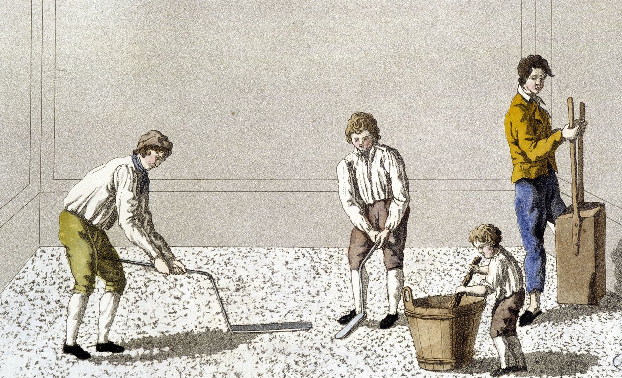Dekoration: eine der Phasen der Bodenpflasterung von Unknown artist