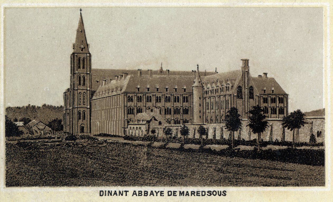 Dinant, Abtei von Maredsous, Wallonien, Belgien. Chromolithographie Ende des 19. Jahrhunderts. von Unknown artist