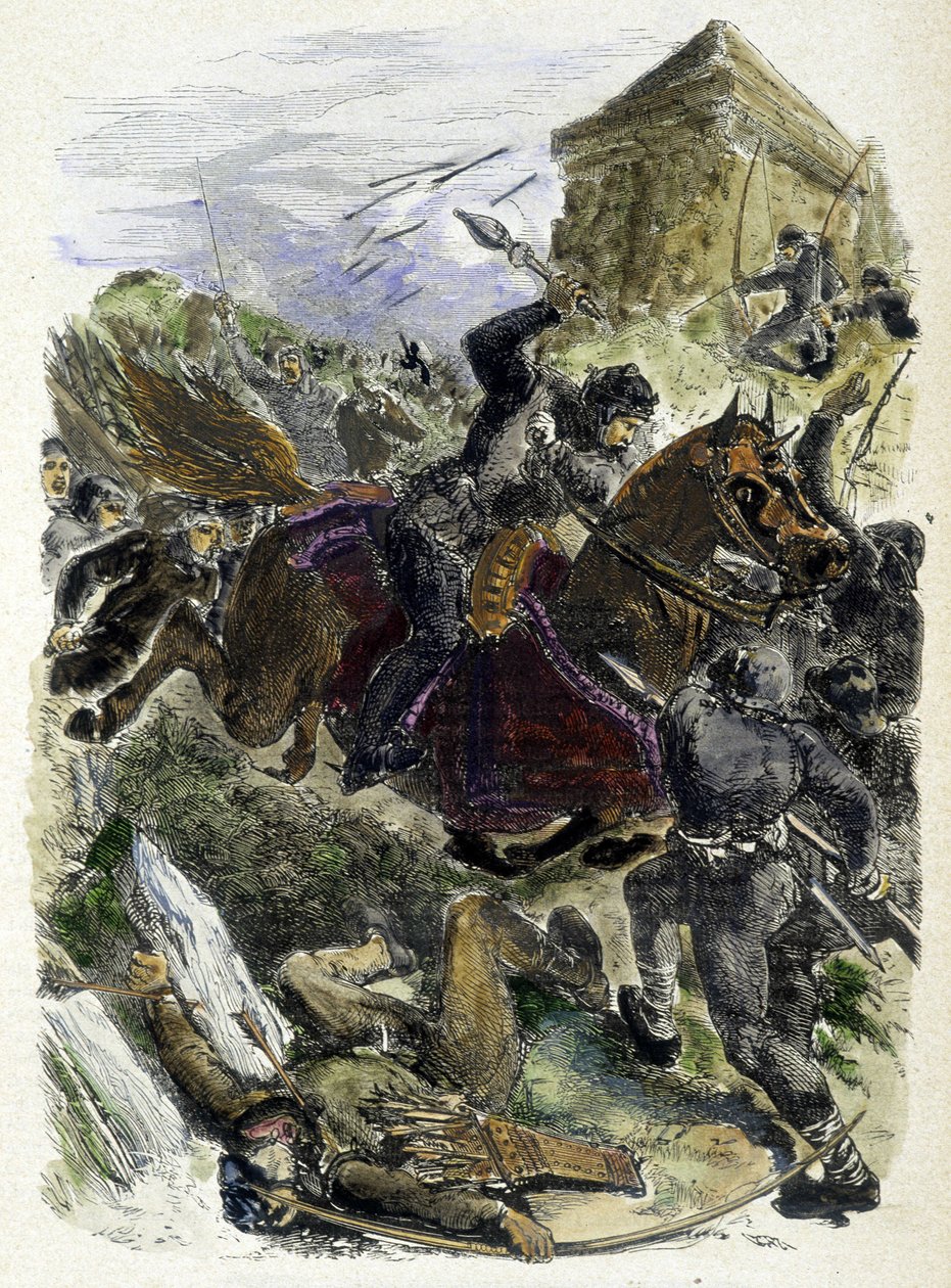 Kaiser Othon kämpft gegen die bestochenen Banden des Papstes - in „Geschichte der Päpste“ von Maurice Lachatre von Unknown artist