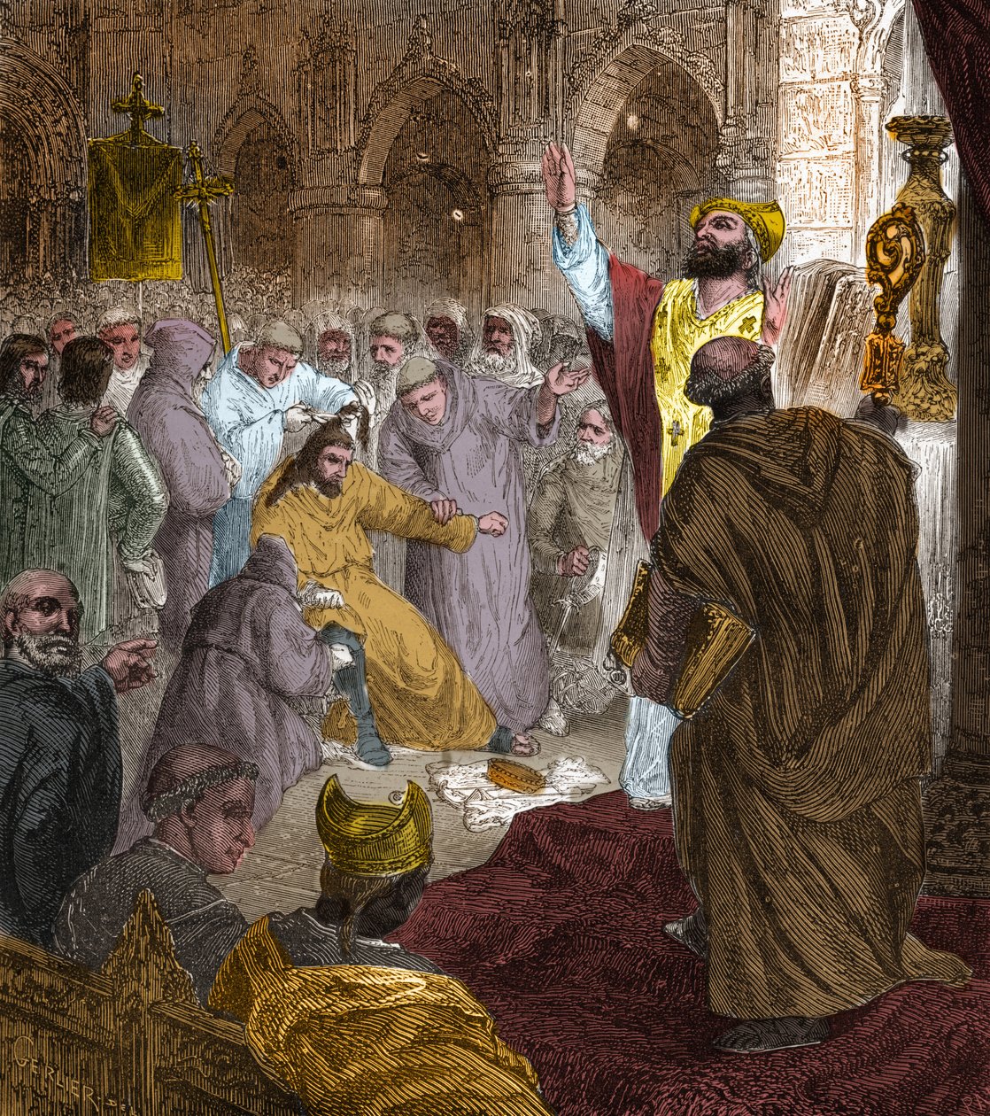 Ende der Merowinger-Dynastie, 751: Absetzung von König Childerich III. (714-754) durch Pippin den Kurzen (714-768). von Unknown artist