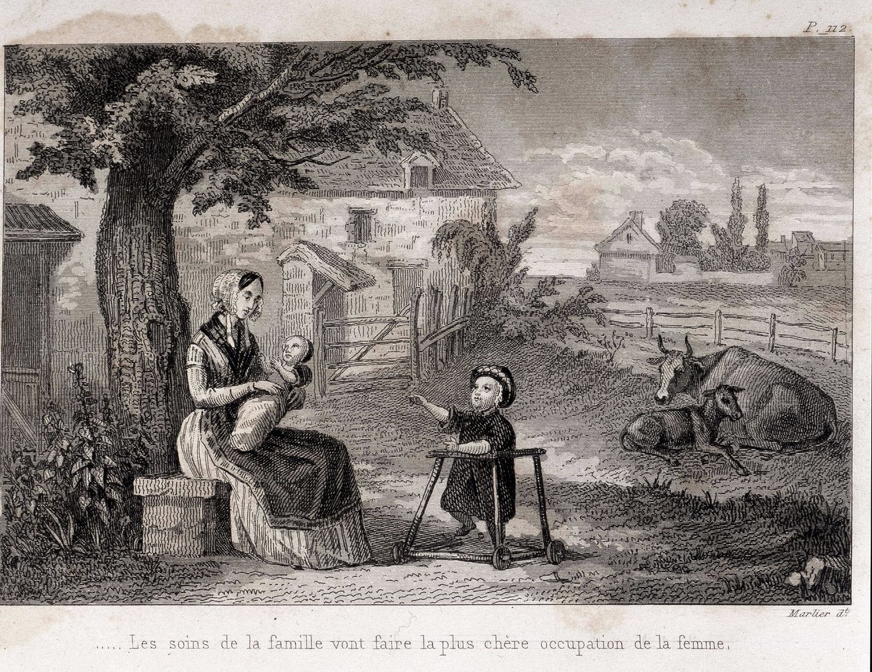 Familienpflege wird die teuerste Beschäftigung der Frau als Mutter der Familie auf dem Land machen - Gravur von Unknown artist