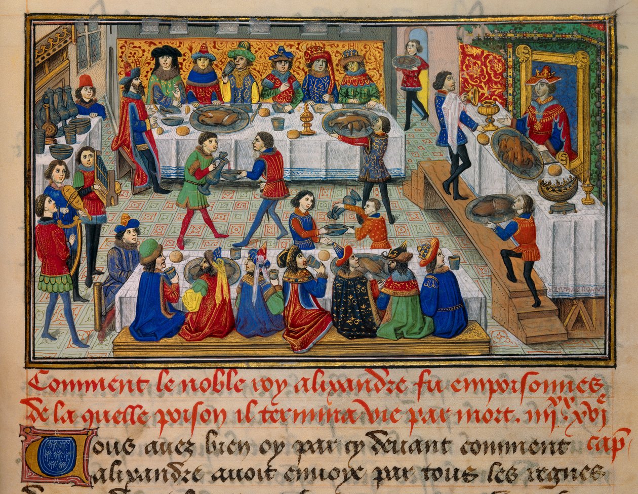 Festmahl für König Alexander und seine Höflinge in den letzten Tagen seines Lebens (Miniatur) von Unknown artist