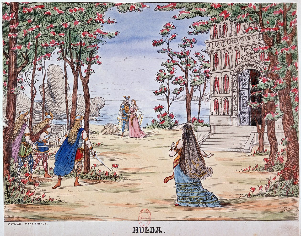 Schlussszene der Oper „Hulda“ von Unknown artist