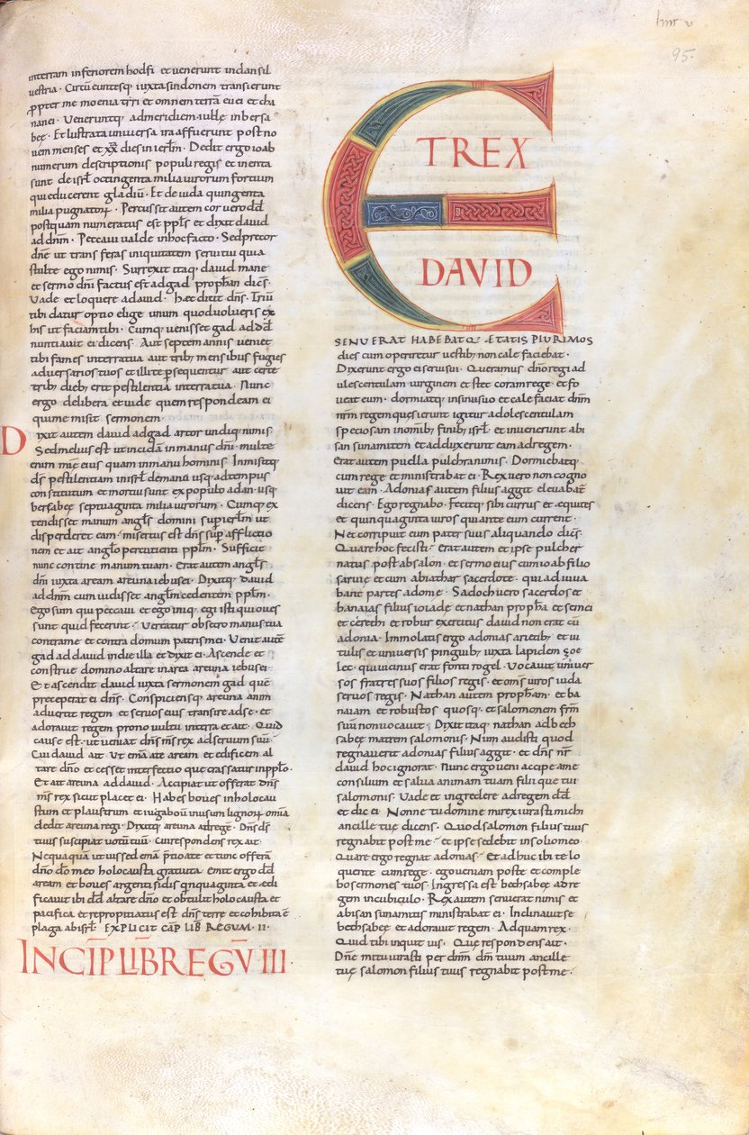 Erstes Buch der Könige. Capulet mit dem Namen König Davids und der Ankündigung seines Alters von Unknown artist