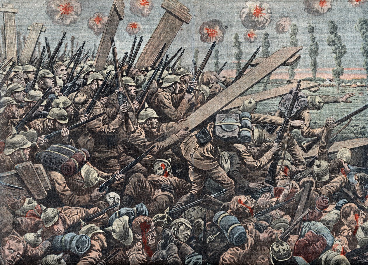 Erster Weltkrieg: Deutsche Armee in der Schlacht an der Yser Oktober 1914 Illustration aus „Le pelerin“ 29. November von Unknown Artist