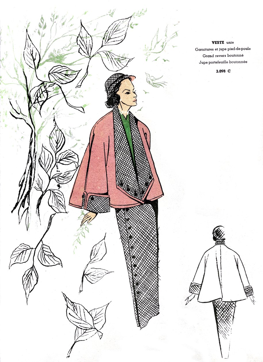Französische Mode, Design für Hahnentritt-Outfit von Unknown artist