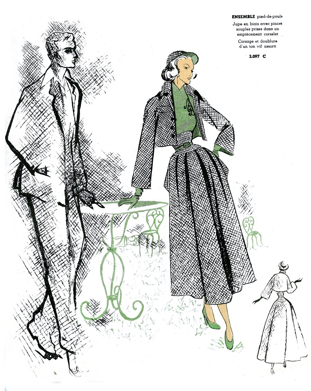 Französische Mode, Design für Hahnentritt-Outfit von Unknown artist