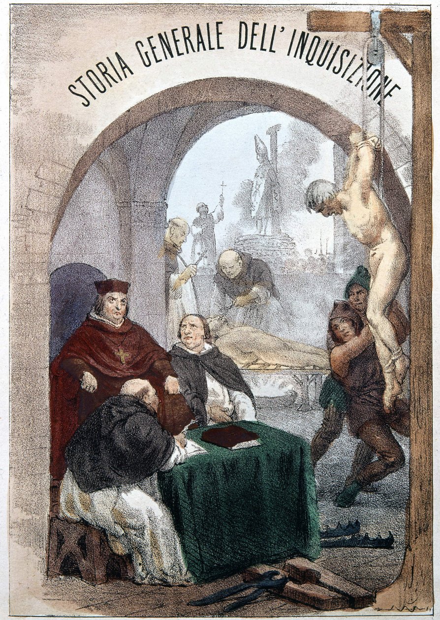 Frontispiz der Allgemeinen Geschichte der Inquisition von Pietro ...