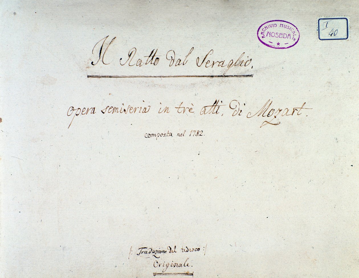 Frontispiz für Die Entführung aus dem Serail, Oper von Mozart, Lichtenthal-Version (1838) von Unknown artist