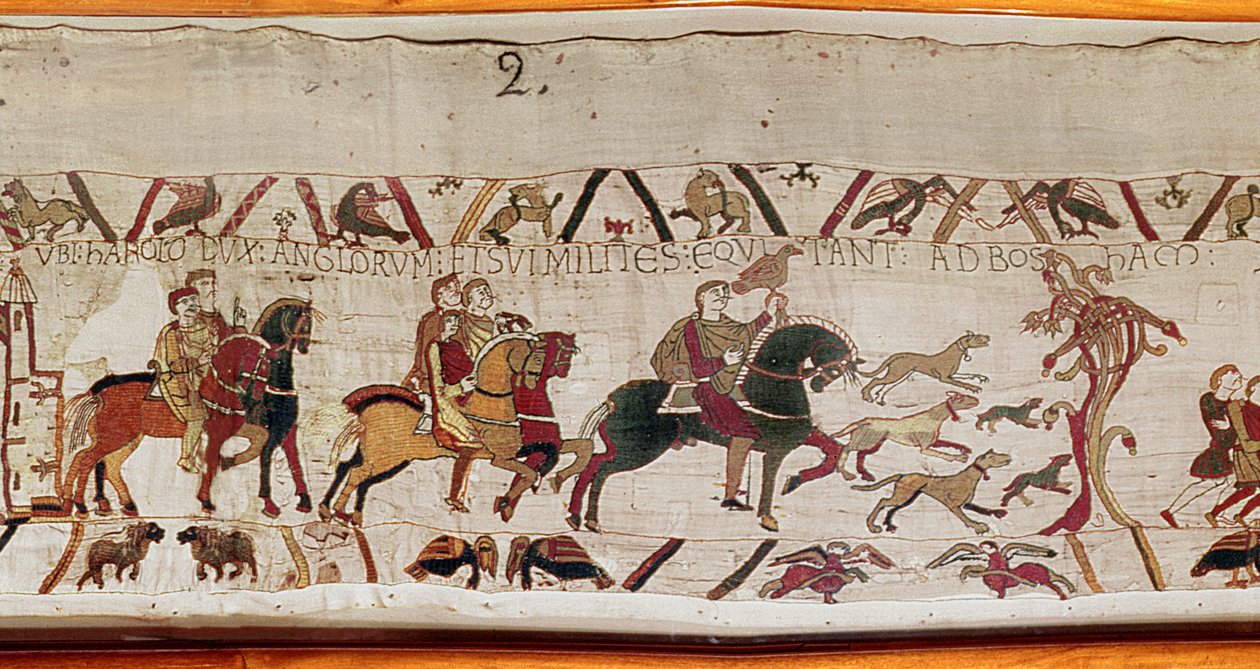 Harold wird mit seinen Männern von Edward dem Bekenner nach Normandie geschickt, Teppich von Bayeux von Unknown artist