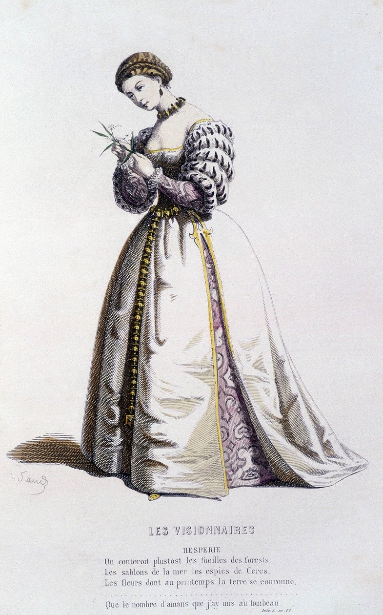 Hesperie in „Die Visionäre“ (von Jean Desmarets Saint Sorlin 1637), in „Das französische Theater im 16. und 17. Jahrhundert vor Molière“ von Edouard Fournier. von Unknown artist