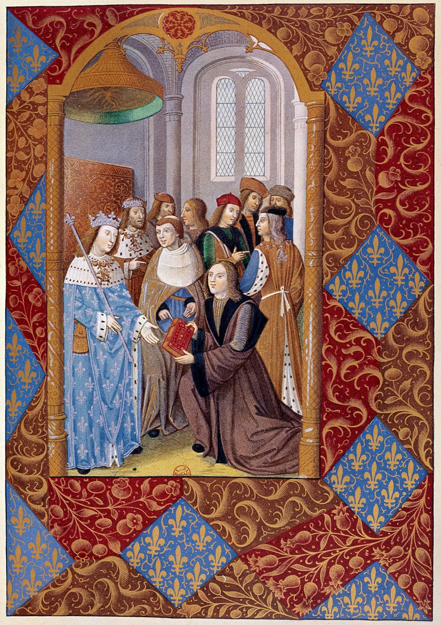 Geschichte des Drucks: Verleger Antoine Verard (? -1513) präsentiert sein Buch König Karl VIII. Aus einem Manuskript von 1494 von Unknown artist
