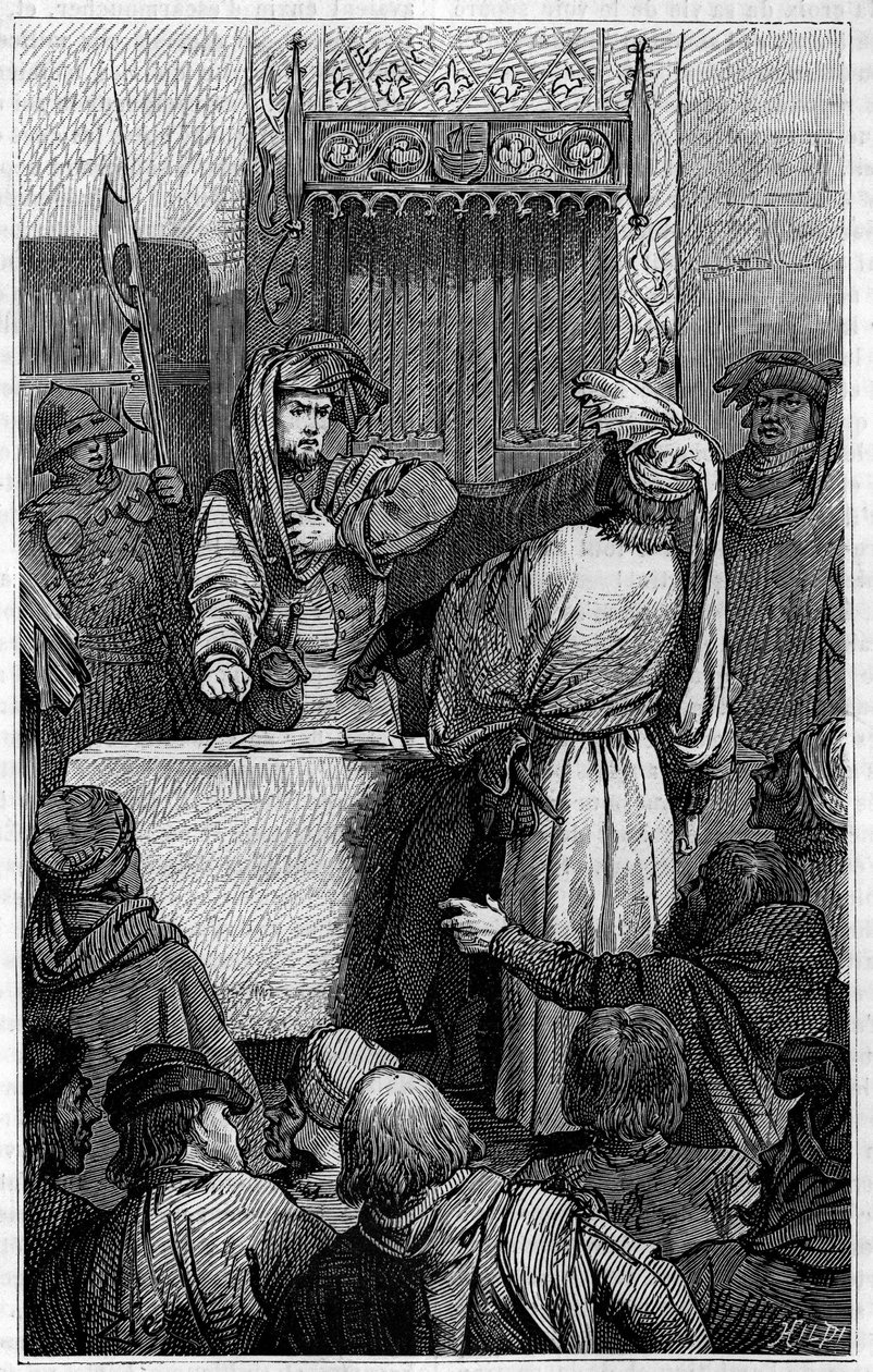 Hundertjähriger Krieg - La Jacquerie (1358): der Kaufmann Etienne Marcel (1315-1358) und der Schöffe Jean Maillart, einer der Anführer der royalistischen Partei, während der Jacquerie, einem Aufstand der Bauern gegen den französischen Adel. Gravur im Journ von Unknown artist