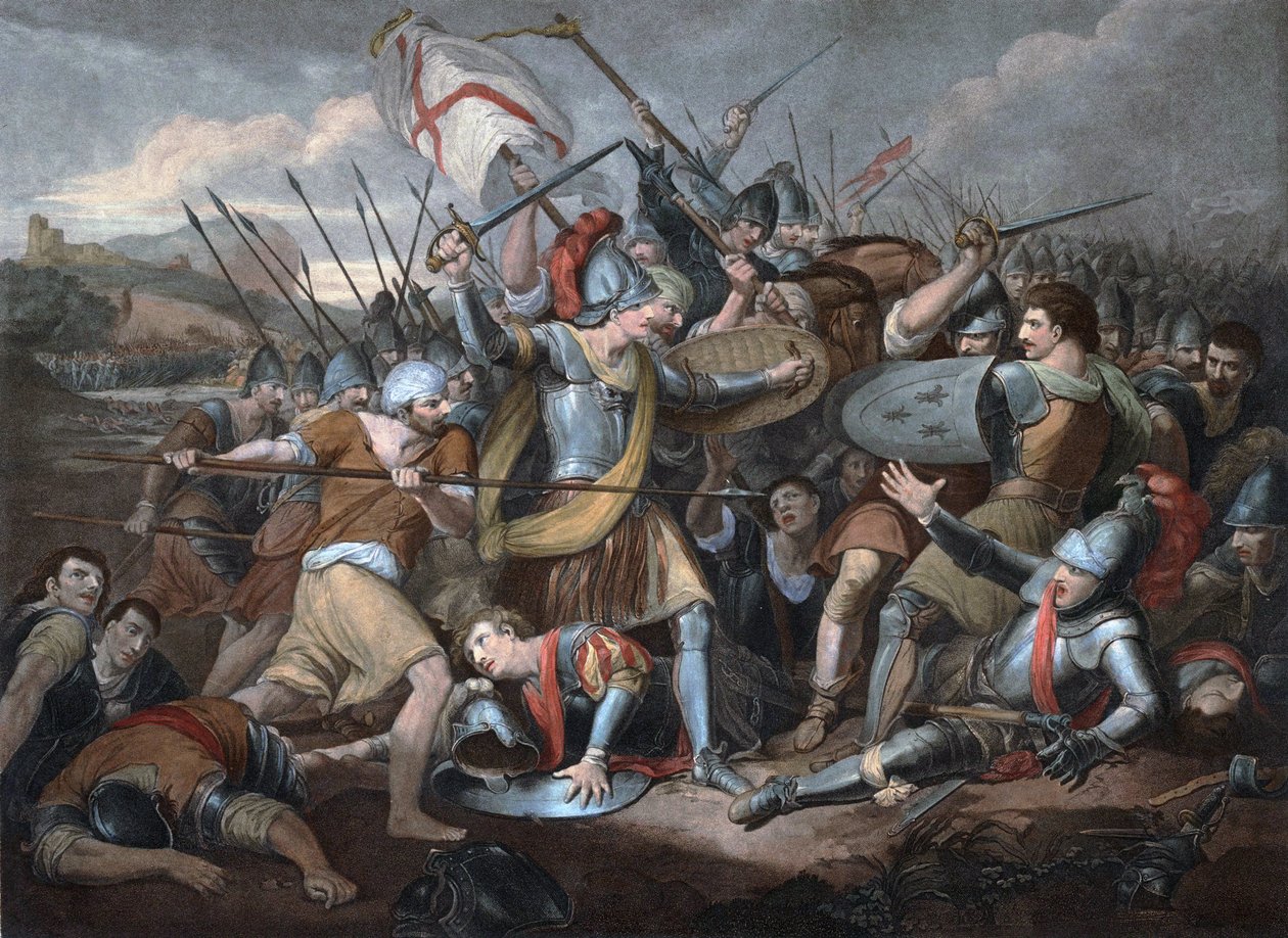 Hundertjähriger Krieg: „Die Schlacht von Azincourt am 25.10.1415“ - Gravur von Unknown artist