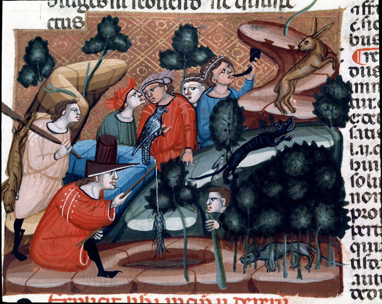 Jagdszenen Miniatur aus dem Justinianischen Kodex (Codex Justinianus), einer Sammlung von Gesetzen und Institutionen, die unter dem römischen Kaiser Justinian I. von Byzanz (483-565) veröffentlicht wurden von Unknown artist