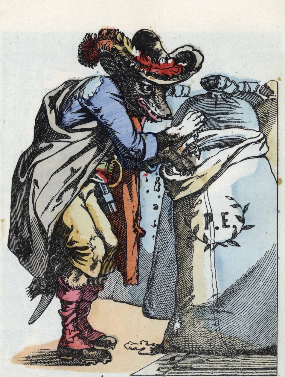 Illustration aus dem Märchen „Compere le Loup, Maitre Renard, Comere la Chevre et ses petits biquets“ nach einer Fabel von Jean de La Fontaine. In „Märchen aus dem Heim für die Kleinen“. Anonyme Gravur aus dem 19. Jahrhundert. von Unknown artist