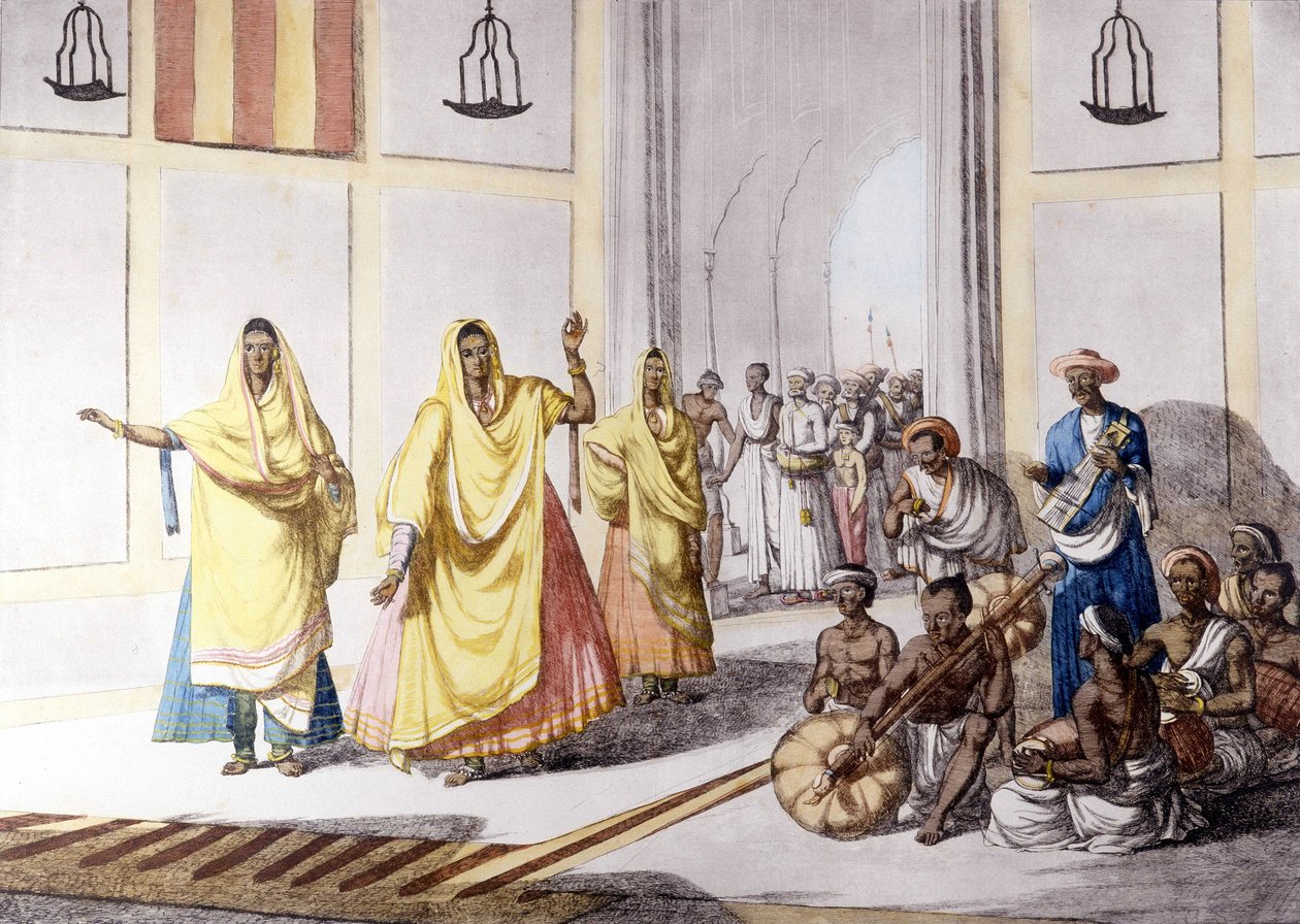 Indische Kultur und Zivilisation: Tänzer und traditionelle Musik, Indien. von Unknown artist
