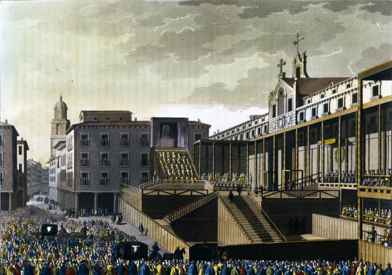 Inquisitionsszene auf dem öffentlichen Platz in Burgos, Spanien. 16. Jahrhundert. von Unknown artist