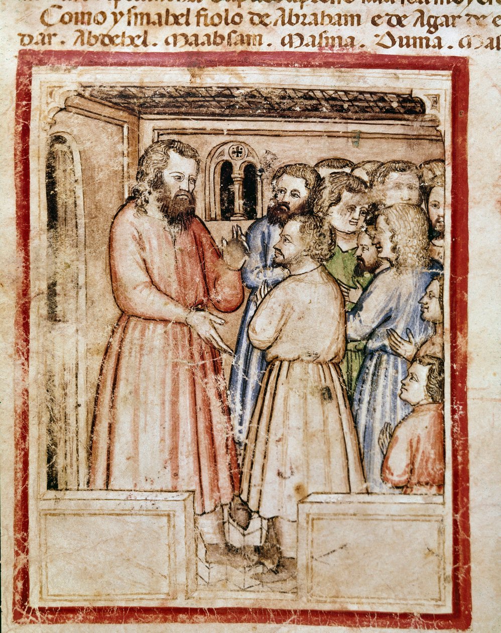 Jakob und seine zwölf Kinder Miniatur aus Codex 212 (oder Padovano Codice oder Bibel von Padua) 1390-1400 Rovigo, Accademia dei Concordi von Unknown artist