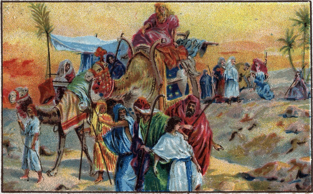 Joseph von seinen Brüdern verkauft - Joseph von seinen Brüdern verkauft (Genesis 37.1-36) - Chromolithographie Ende des 19. Jahrhunderts von Unknown artist