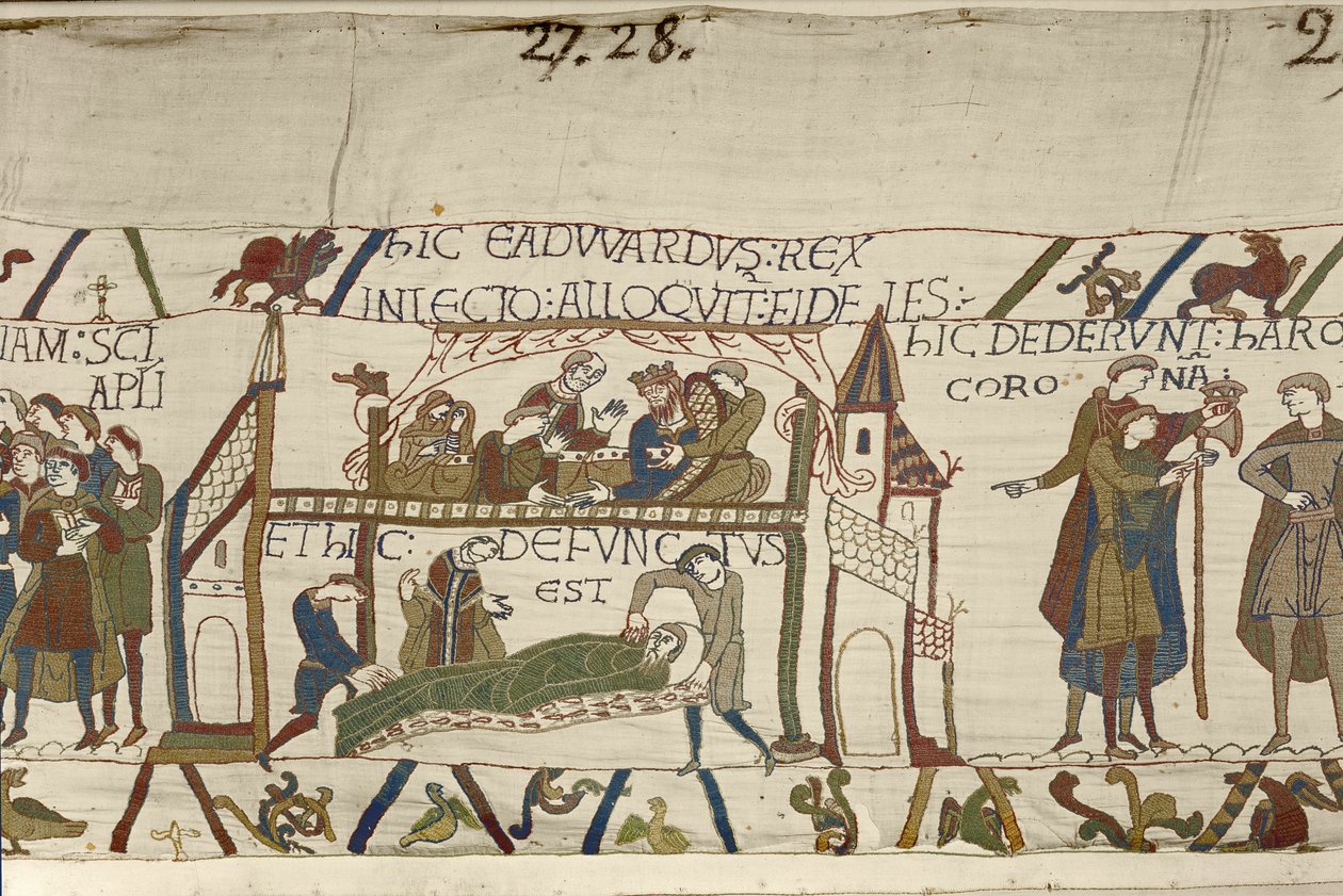 König Eduard der Bekenner auf seinem Sterbebett, Teppich von Bayeux von Unknown artist
