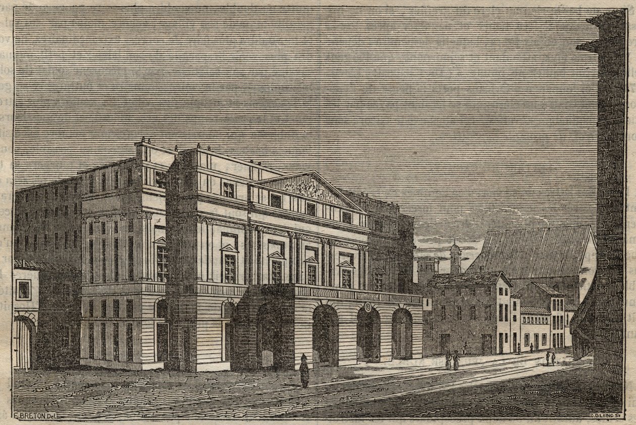 La Scala in Mailand - Ansicht des Theaters La Scala in Mailand, Italien - (Teatro alla Scala Milano) - 1837 von Unknown artist