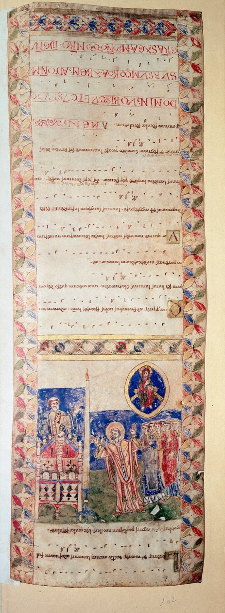 La bénédiction de la fontaine (Ms.724/2-Carta2) (Manuskript, 12. Jahrhundert) von Unknown artist
