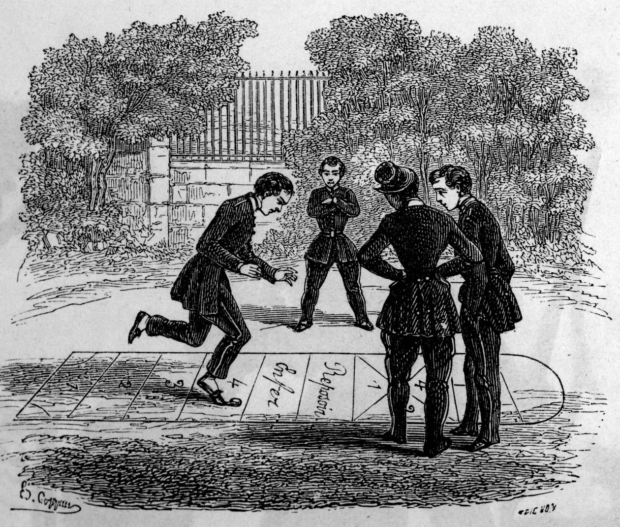 La grande marelle. Gravur in „Le journal de la jeunesse“ von Unknown artist